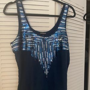 Blue sequin tank from Express